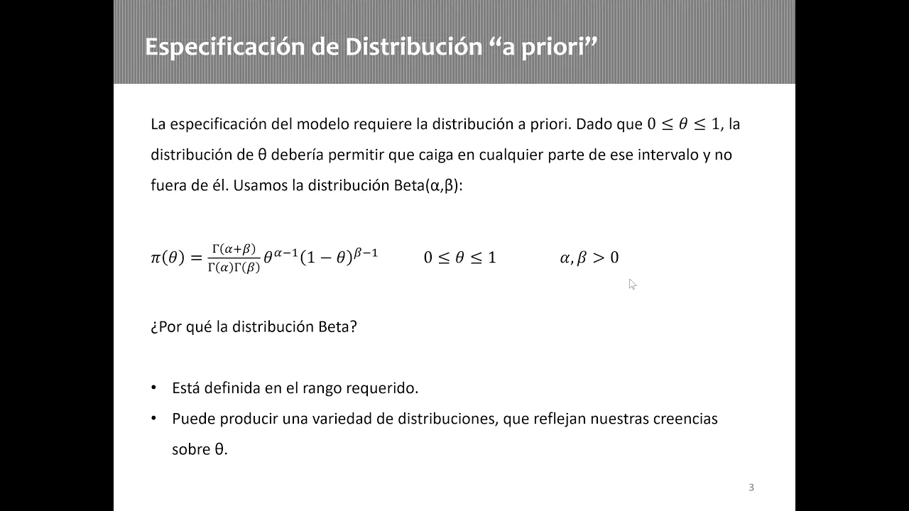 Teoría Estadística UCR - Estadística Bayesiana 2 - Especificación de la priori y estimador de Bayes