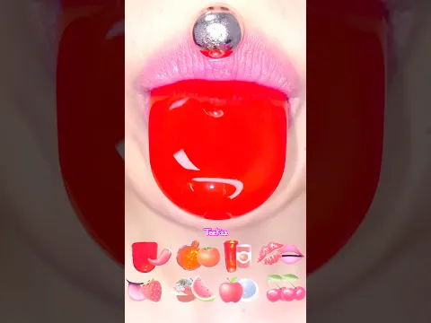 🌶️ASMR SPICY JELLY RED EMOJI MUKBANG ゼリーモッパン 매운 젤리 입술먹방 #satisfying #咀嚼音 #ショート #shorts #eating #쇼츠