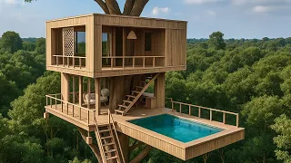 Real Life Building Secret Modern Treehouse Private Pools Next In Jungle In 69Day 