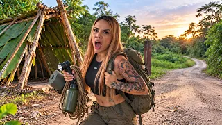 INTENTÉ SOBREVIVIR SOLA EN MEDIO DE LA NADA Y TODO SALIÓ MAL!🏕️🐆