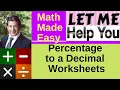 Percentage to a Decimal Worksheets