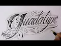 Como Dibujar Lettering GUADALUPE Drawing lettering Fancy Chicano Lettering - Nosfe Ink Tattoo