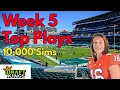 Top week 5 NFL Football DFS Plays based on 10 000 Simulations in Excel