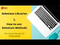 Selenium Libraries How to use Selenium Methods Class Selenium Webdriver BIX IT ACADEMY