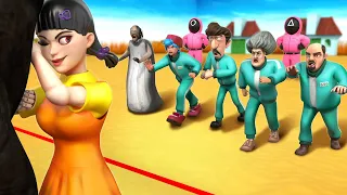 squid game 2 vs scary teacher red light green light race with a ruthless freezing punishment