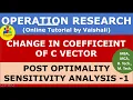 Sensitivity analysis in LPP Sensitivity analysis Change in c vector Post Optimality Analysis