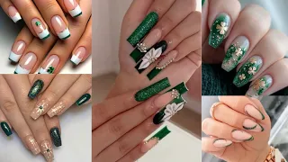 Top trending Green nailart design ideas images for girls Emerald nails designs green nails design