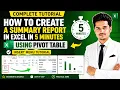 How to Create a Summary Report in Excel in 5 Minutes Using Pivot Table Insert Menu Tutorial