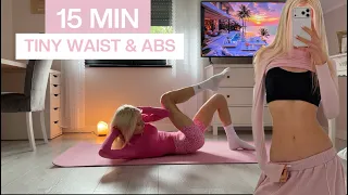 15 MIN SMALL WAIST PILATES WORKOUT // FLAT ABS & TINY WAIST