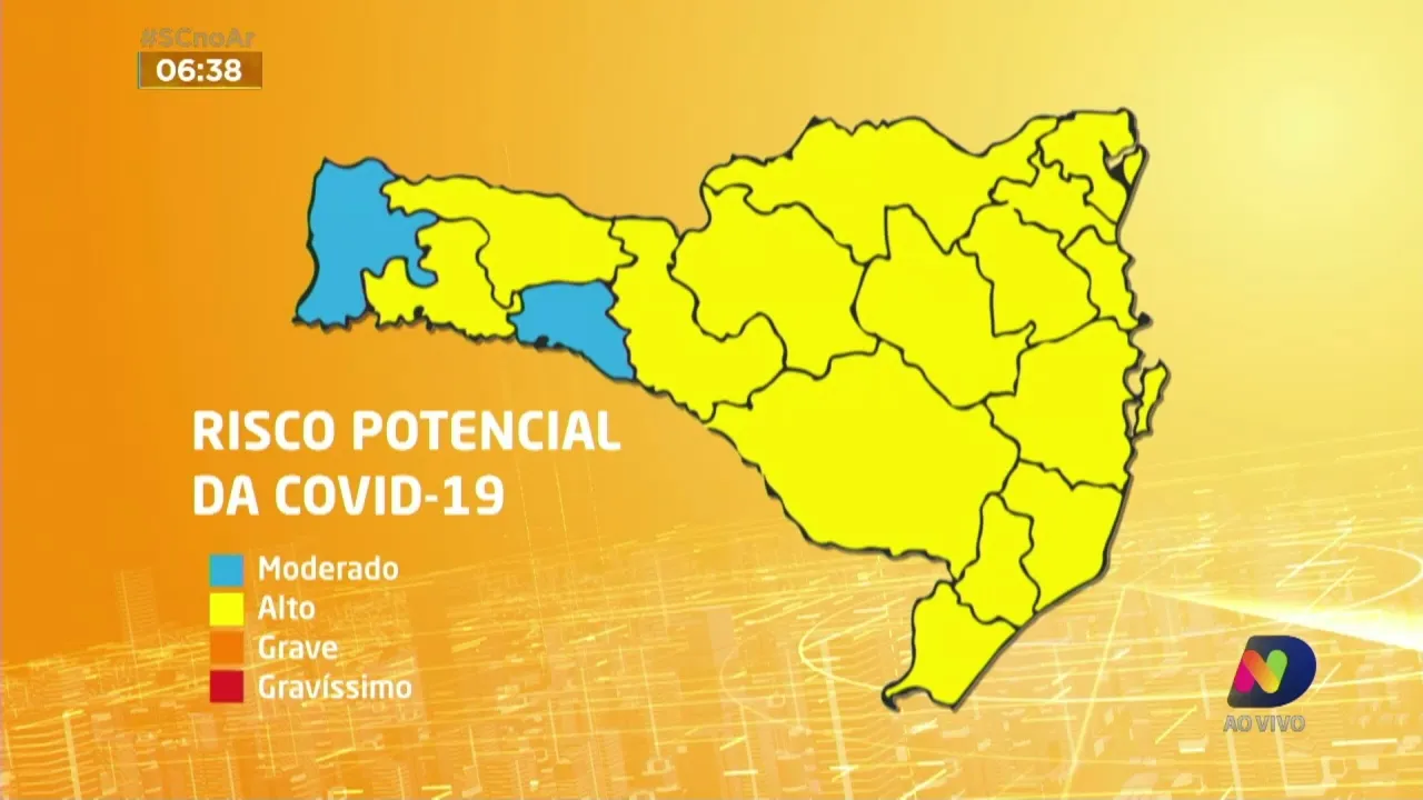 Covid-19: 15 Regiões de SC estão com risco alto e apenas duas foram classificadas em risco moderado