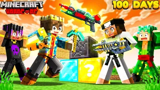 100 Days But BLOCKS GIVE OP WEAPONS In Minecraft 😱