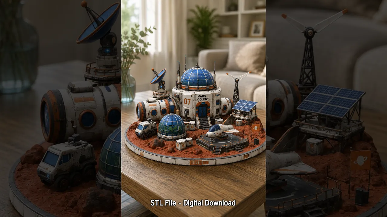 Mars Colony Command Base STL File for 3D Print video thumbnail