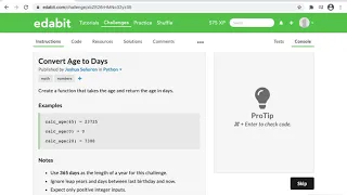 Python Function Convert Age to Days