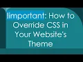 important How to Override CSS in Your Website s Theme