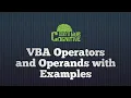 VBA Operators and Operands l VBA l Excel Programming l Excel Macros
