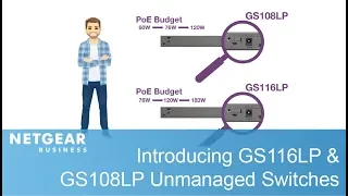 Flexible PoE Power with GS116LP GS108LP Gigabit Ethernet Unmanaged Switch NETGEAR Business