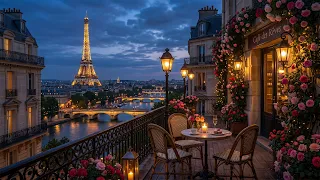 Romantic Paris Balcony Jazz Eiffel Tower Cafe Ambience Smooth Piano Music for Relaxation