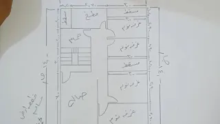 تصميم منزل ٩٦ متر مربع ٤ غرف كبار وحمام ومطبخ وصاله كبيره 