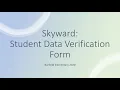 Student Data Verification Form Tutorial