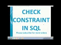 Check Constraints in SQL