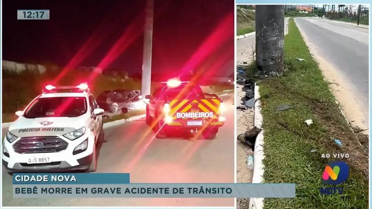 Bebê morre após ser arremessado de carro durante acidente em Itajaí