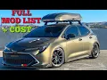 COMPLETE MOD OVERVIEW TOYOTA COROLLA HATCHBACK FULL LIST COST 2019 2020 2021 2022 2023