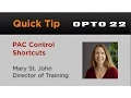 PAC Control Shortcuts