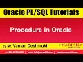 Oracle Tutorials Procedure in Oracle by Mr Vaman Deshmukh