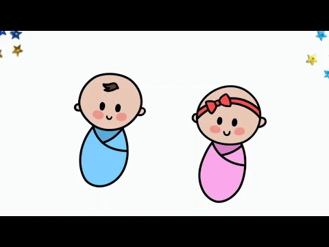 Download MP3 How to draw a  BABY GIRL & BABY BOY - Easy Tutorial for Kids, Toddlers, Preschoolers