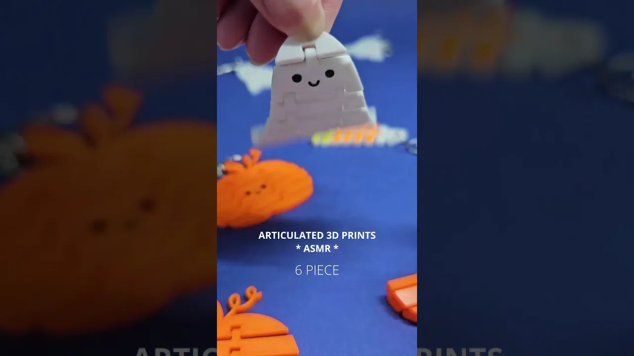 Articulated Kawaii Ghosts (4 styles) | Halloween flexi fidget toy keychain / magnet | Print in place