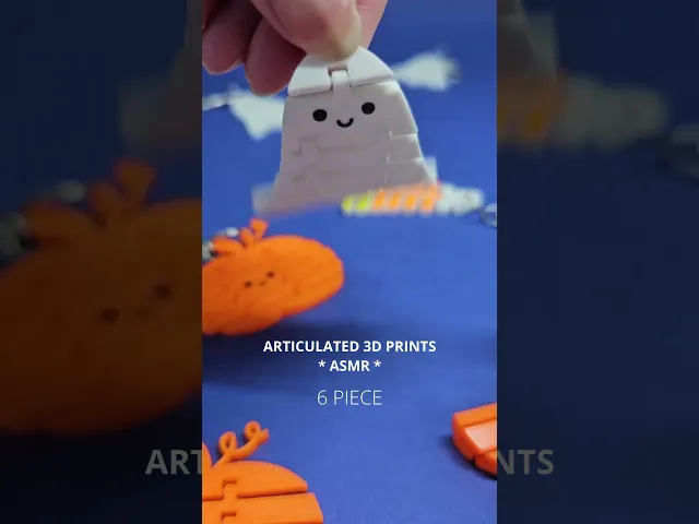 Articulated Kawaii Ghosts (4 styles) | Halloween flexi fidget toy keychain / magnet | Print in place video thumbnail