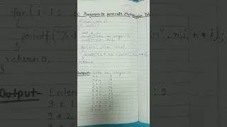 write a program to generate multiplication table in C programming language