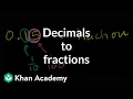 Converting decimals to fractions example 1 Decimals Pre-Algebra Khan Academy