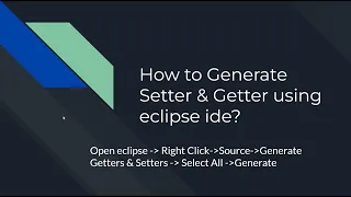 How to Generate Setter Getter using eclipse ide
