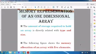 Memory Representation of a One - Dimensional Array