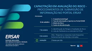 Formação ERSAR: Ação de Capacitação sobre a aplicação "Avaliação do Risco" 1/3