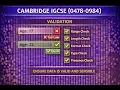 CAMBRIDGE IGCSE Validation