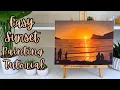 Sunset beach painting tutorial for beginners Easy Sunset beach acrylic painting for beginners