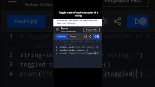 Toggle case of each character of a string program-python