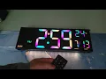 16 2 Large Digital Wall Clock with Remote Control Big LED RGB Colors Alarm Clock Electronic Watch