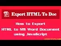 Export HTML to MS Word Document using JavaScript