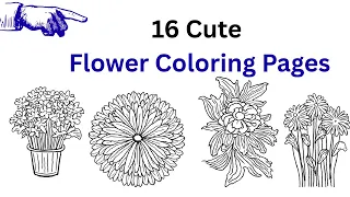 16 cute simple flower coloring pages for adults and kids