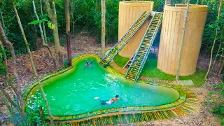 Build The Most Amazing Bamboo Slides Swimming Pool Tower Houses by Ancient Skills