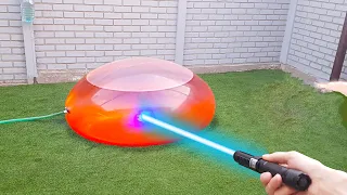 EXPERIMENT LASER BURNS vs GIANT WATER BALLOON