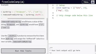Manipulate Arrays With shift - Freecodecamp org 46 Basic JavaScript