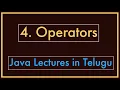 Operators Java lectures in Telugu