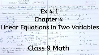 Ex 4.1, Full Exercise, Chapter 4, Linear Equations in Two Variables, Class 9 Math, Ncert