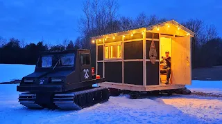 Tiny Home on Skis! First Journey...Off-Grid & Mobile!