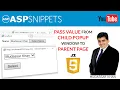 Pass value from child popup window to parent page window using JavaScript