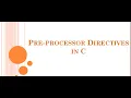 Preprocessor Directives in c preprocessor directives